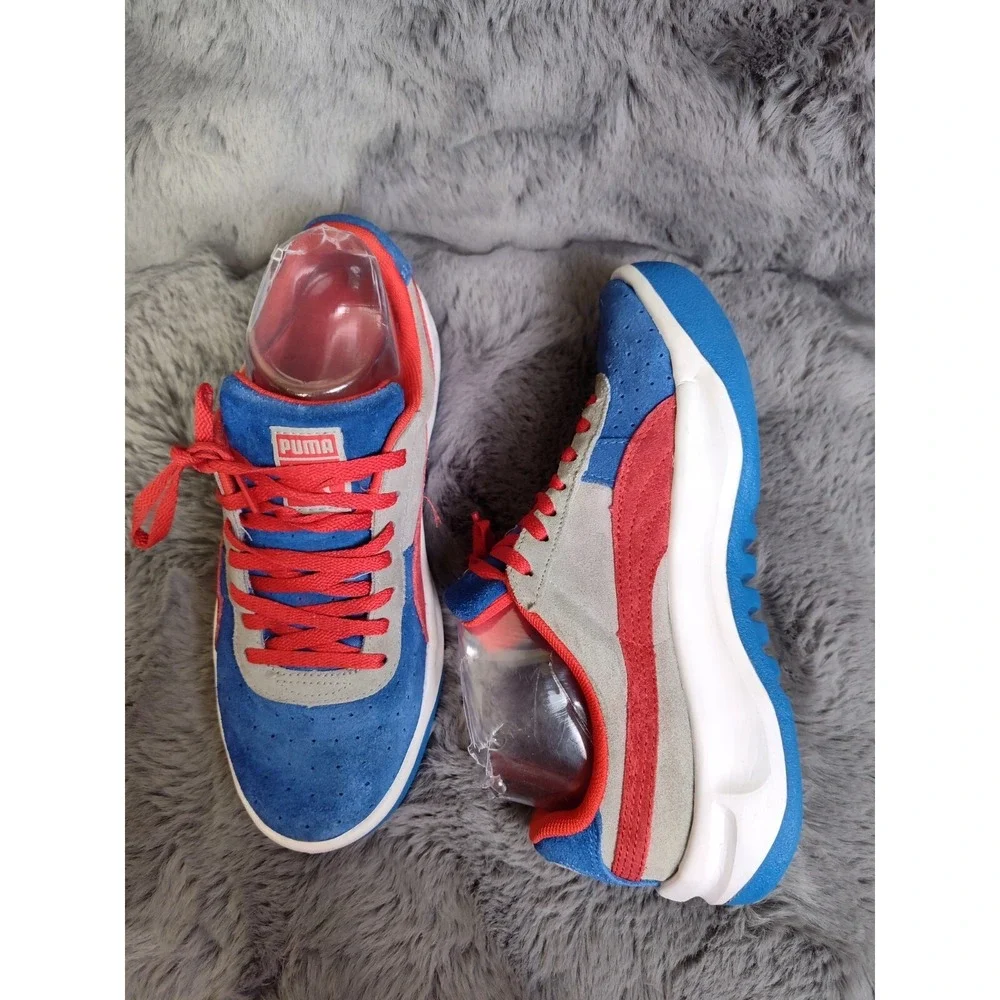 Puma GV Special Girls Sneakers 5.5 Red Blue Lace Up Low Top Sportlifestyle Shoes - Picture 5 of 16